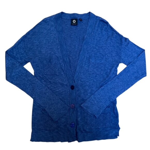 Amber Sun lightweight heathered blue v neck cardigan size M - Picture 1 of 8
